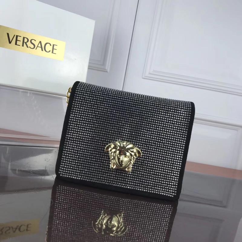 Versace Chain Handbags DBFG560 suede full diamond black (white diamond)